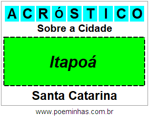 Acróstico Para Imprimir Sobre a Cidade Itapoá