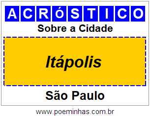 Acróstico Para Imprimir Sobre a Cidade Itápolis