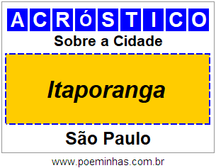 Acróstico Para Imprimir Sobre a Cidade Itaporanga