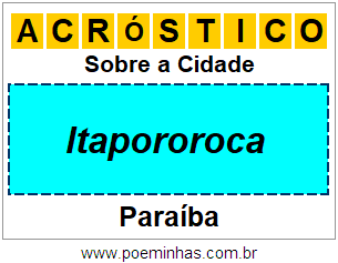 Acróstico Para Imprimir Sobre a Cidade Itapororoca