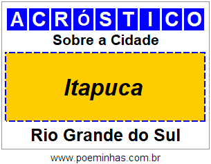 Acróstico Para Imprimir Sobre a Cidade Itapuca