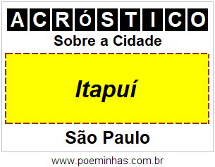 Acróstico Para Imprimir Sobre a Cidade Itapuí