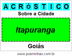 Acróstico Para Imprimir Sobre a Cidade Itapuranga