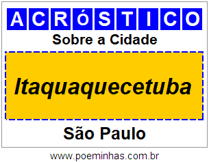 Acróstico Para Imprimir Sobre a Cidade Itaquaquecetuba