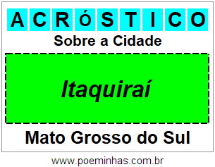 Acróstico Para Imprimir Sobre a Cidade Itaquiraí