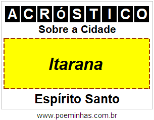 Acróstico Para Imprimir Sobre a Cidade Itarana