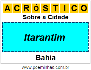 Acróstico Para Imprimir Sobre a Cidade Itarantim