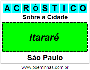 Acróstico Para Imprimir Sobre a Cidade Itararé