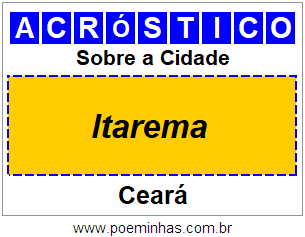 Acróstico Para Imprimir Sobre a Cidade Itarema