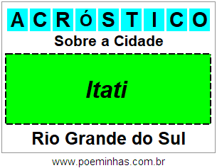 Acróstico Para Imprimir Sobre a Cidade Itati