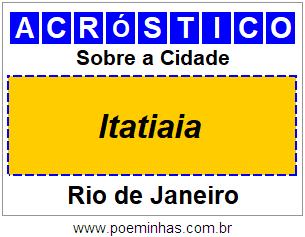 Acróstico Para Imprimir Sobre a Cidade Itatiaia