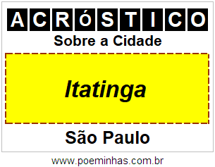 Acróstico Para Imprimir Sobre a Cidade Itatinga