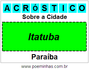 Acróstico Para Imprimir Sobre a Cidade Itatuba