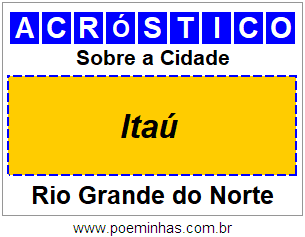 Acróstico Para Imprimir Sobre a Cidade Itaú