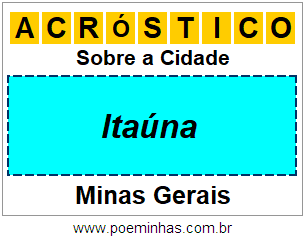 Acróstico Para Imprimir Sobre a Cidade Itaúna