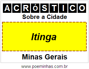 Acróstico Para Imprimir Sobre a Cidade Itinga