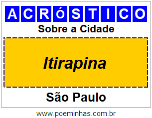 Acróstico Para Imprimir Sobre a Cidade Itirapina