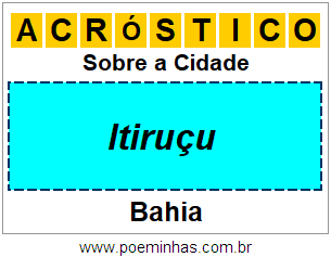 Acróstico Para Imprimir Sobre a Cidade Itiruçu