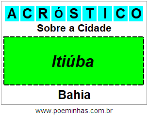 Acróstico Para Imprimir Sobre a Cidade Itiúba