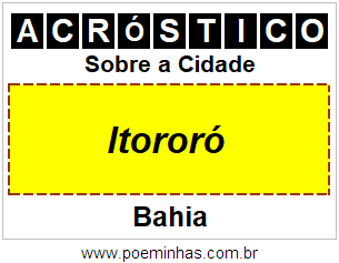 Acróstico Para Imprimir Sobre a Cidade Itororó