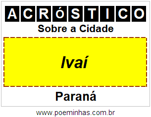 Acróstico Para Imprimir Sobre a Cidade Ivaí