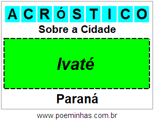 Acróstico Para Imprimir Sobre a Cidade Ivaté