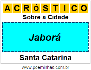 Acróstico Para Imprimir Sobre a Cidade Jaborá