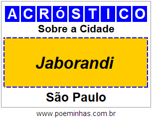 Acróstico Para Imprimir Sobre a Cidade Jaborandi