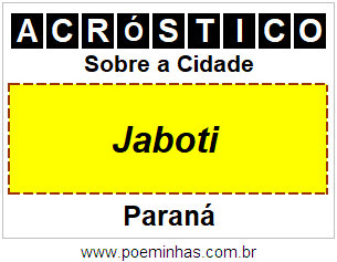 Acróstico Para Imprimir Sobre a Cidade Jaboti