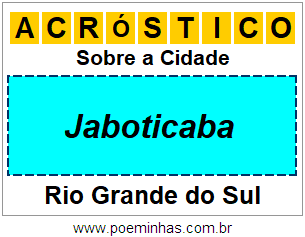 Acróstico Para Imprimir Sobre a Cidade Jaboticaba