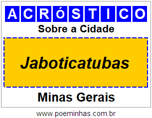 Acróstico Para Imprimir Sobre a Cidade Jaboticatubas