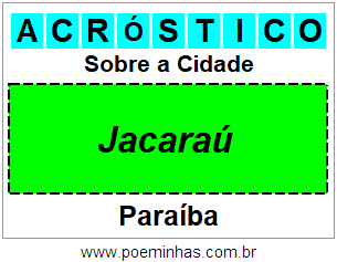 Acróstico Para Imprimir Sobre a Cidade Jacaraú