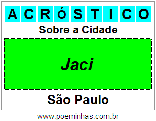 Acróstico Para Imprimir Sobre a Cidade Jaci