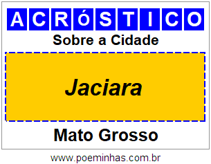 Acróstico Para Imprimir Sobre a Cidade Jaciara