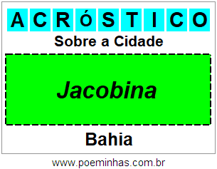 Acróstico Para Imprimir Sobre a Cidade Jacobina