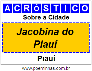 Acróstico Para Imprimir Sobre a Cidade Jacobina do Piauí