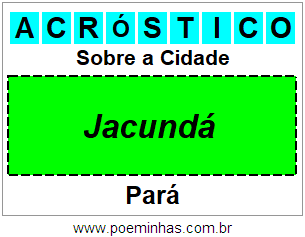 Acróstico Para Imprimir Sobre a Cidade Jacundá