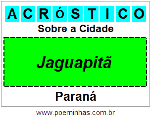 Acróstico Para Imprimir Sobre a Cidade Jaguapitã