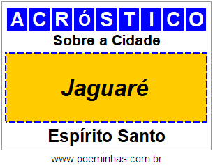 Acróstico Para Imprimir Sobre a Cidade Jaguaré