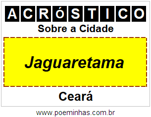 Acróstico Para Imprimir Sobre a Cidade Jaguaretama