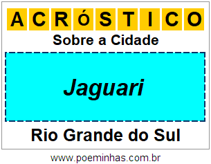 Acróstico Para Imprimir Sobre a Cidade Jaguari