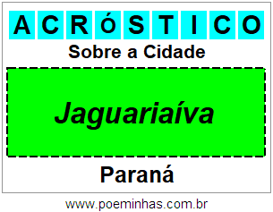 Acróstico Para Imprimir Sobre a Cidade Jaguariaíva