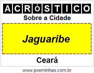 Acróstico Para Imprimir Sobre a Cidade Jaguaribe