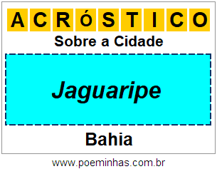 Acróstico Para Imprimir Sobre a Cidade Jaguaripe