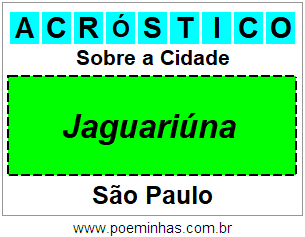 Acróstico Para Imprimir Sobre a Cidade Jaguariúna