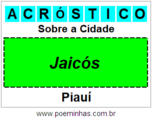 Acróstico Para Imprimir Sobre a Cidade Jaicós