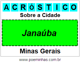 Acróstico Para Imprimir Sobre a Cidade Janaúba