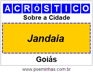 Acróstico Para Imprimir Sobre a Cidade Jandaia