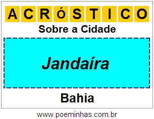 Acróstico Para Imprimir Sobre a Cidade Jandaíra