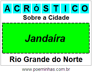 Acróstico Para Imprimir Sobre a Cidade Jandaíra